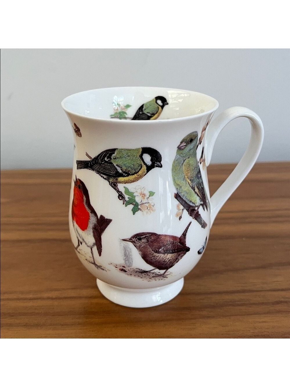 ROY KIRKHAM Garden Birds Bone China Curvy Footed Eleanor Mug Made England